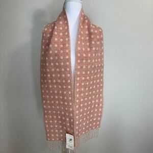 Bronte Merino Wool Pink & Cream Reservable Polka Dot Scarf Cottagecore Romantic